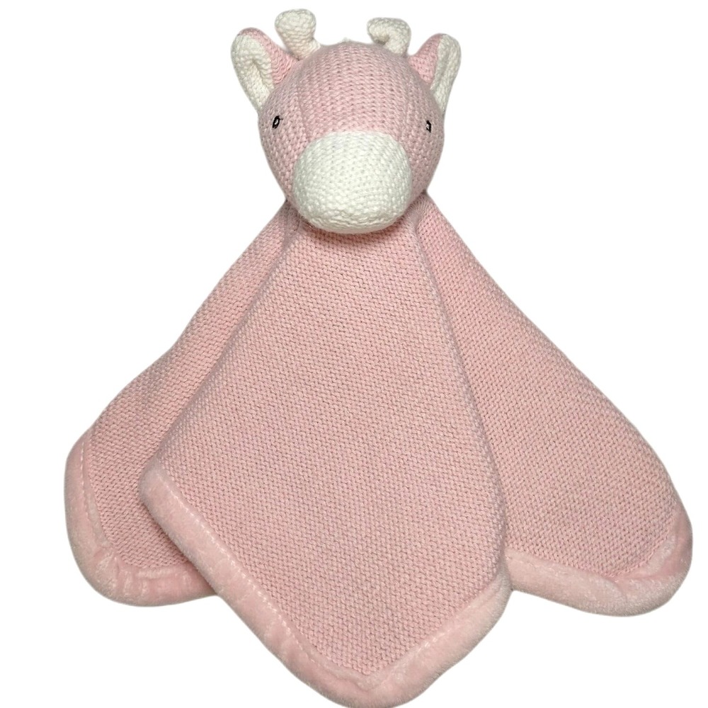 Peacock Alley Pink Knit Giraffe Horse Baby Security Blanket Lovey Sweater Girl